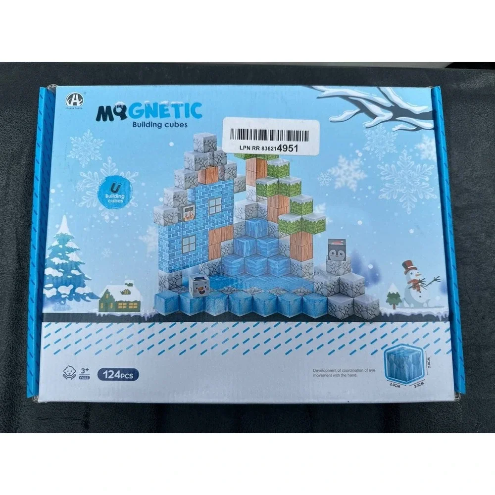 124PCS Magnetic Building Blocks Winter/ Christmas Toddler Build  Set US